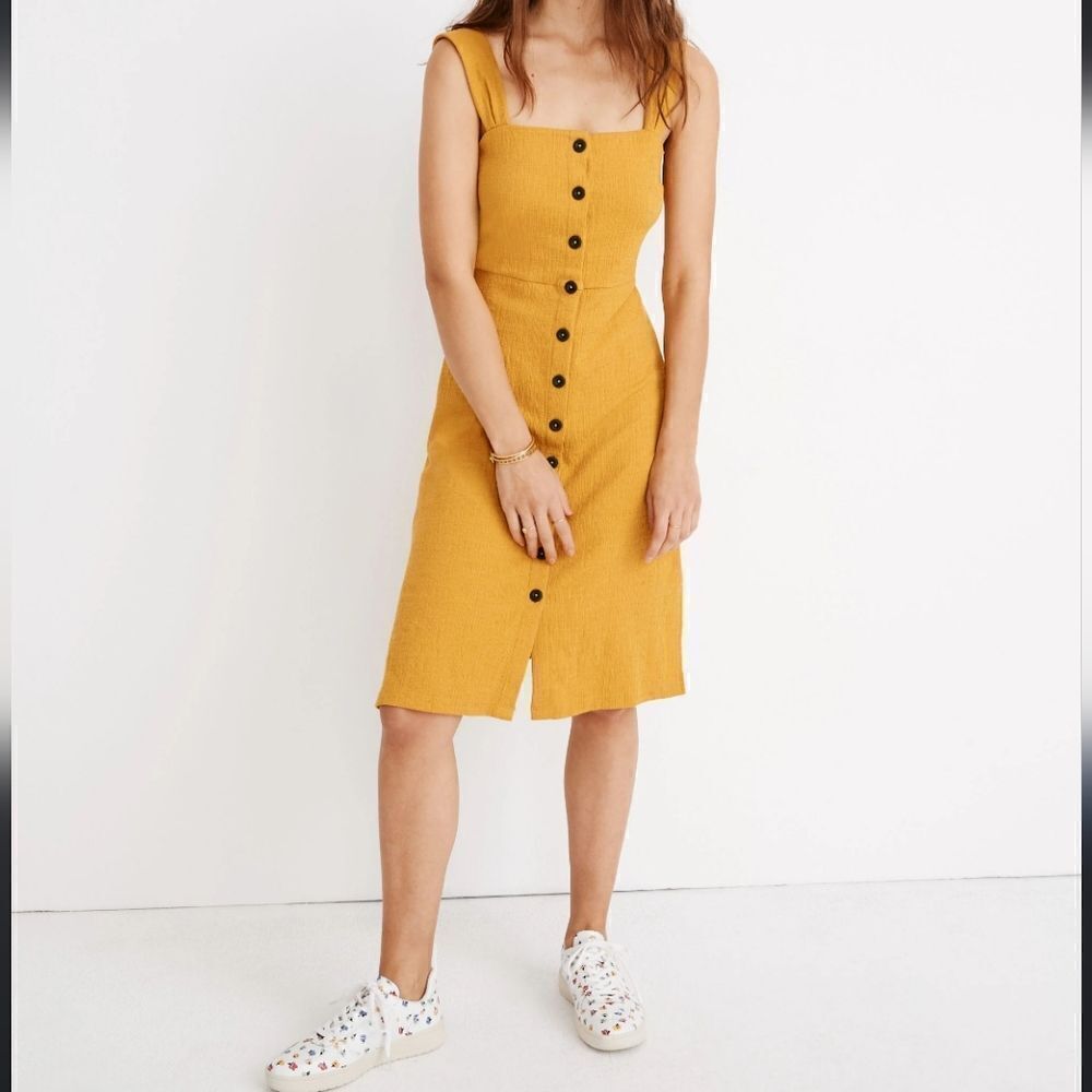 Madewell texture and thread button front tank dress, medium - Picture 2 of 12